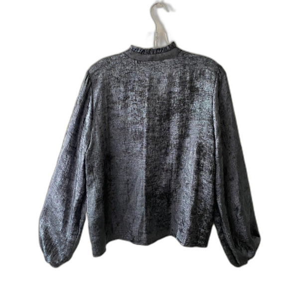 Rye Grass Blouse Women's Size L Gray Silver Long Sleeve Cocktail NWT - Picture 3 of 8